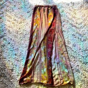 Gypsy Warrior Slit Skirt Paisley Rust Orange, Red, Gold
